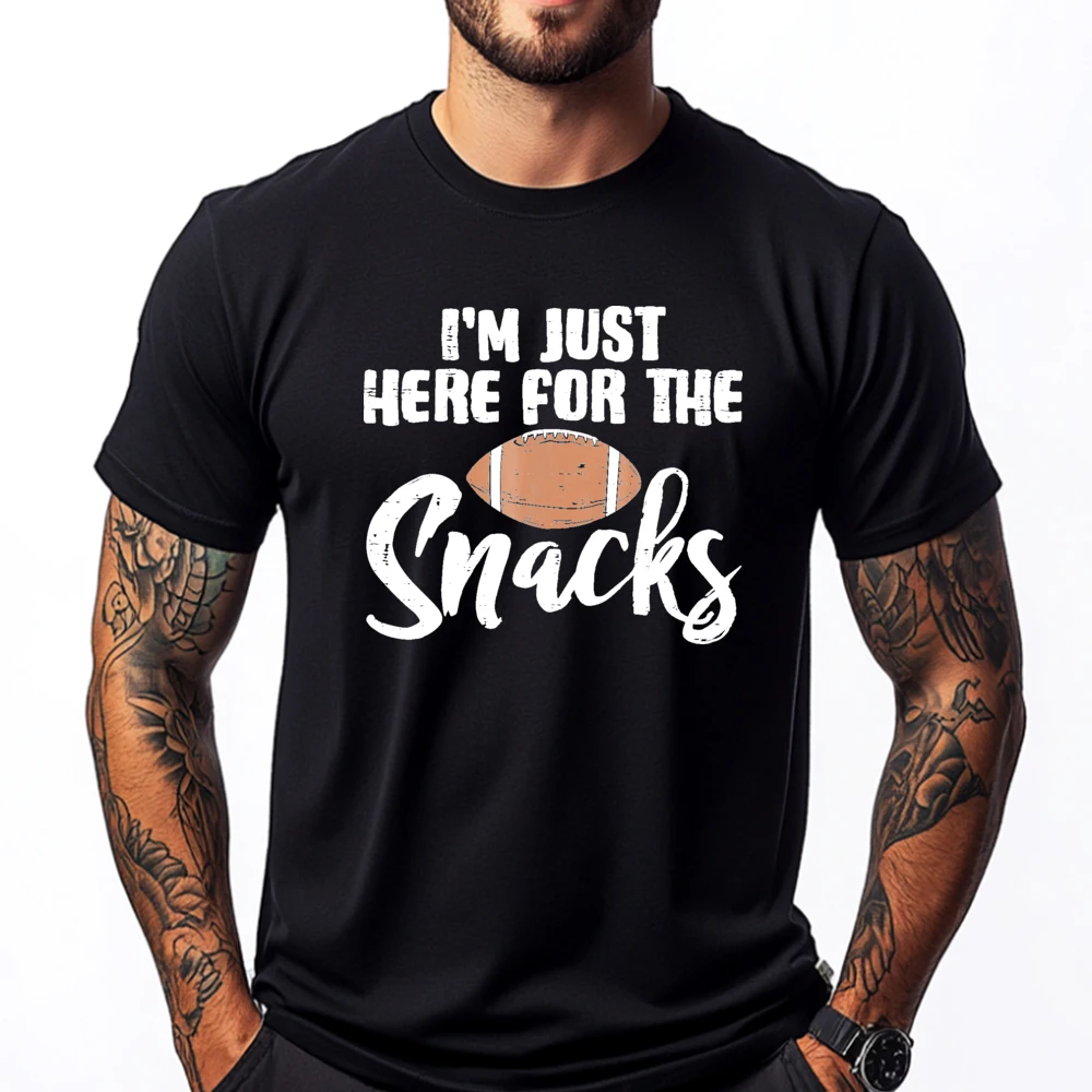 

Just Here For The Snacks American Football Funny Women Kids Mens Shirts Graphic Tee Youth New In Tops And T-Shirts