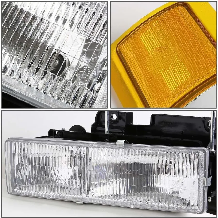 مجموعة المصابيح الأمامية متوافقة مع 1994 1995 1996 1997 1998 OBS Chevy Silverado C K 1500 2500 3500 Suburban 9599 Tahoe Headlam