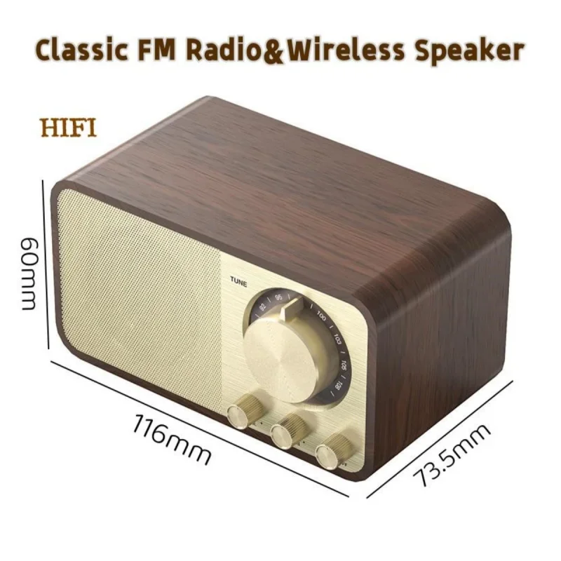 JY66 Wooden Portable Audifonos Bluetooth Speaker Wireless FM Radio Heavy Bass Subwoofer Stereo Music Center Antenna Radio Player