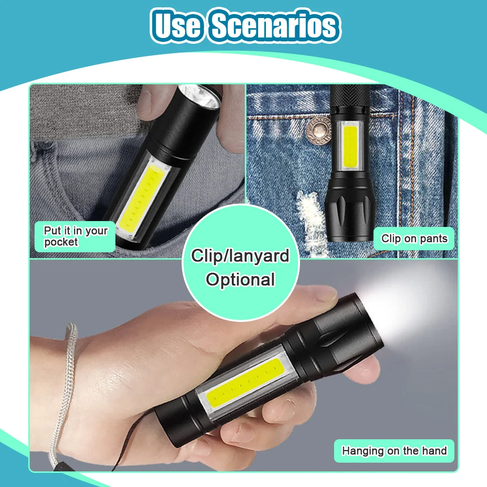 Mini Led Flashlight Q5 Rechargeable Battery LED Lights Portable Outdoor Hard Light Indoor Lightening Tool Waterproof Torches