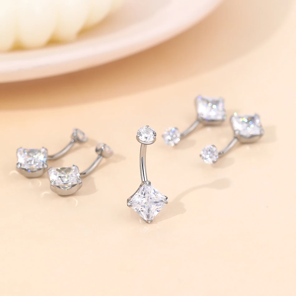 1Pc Titanium Zircon Belly Ring Navel Piercing Internally Threaded Belly Button Ring Ombligo Body Piercing  Jewelry 14G