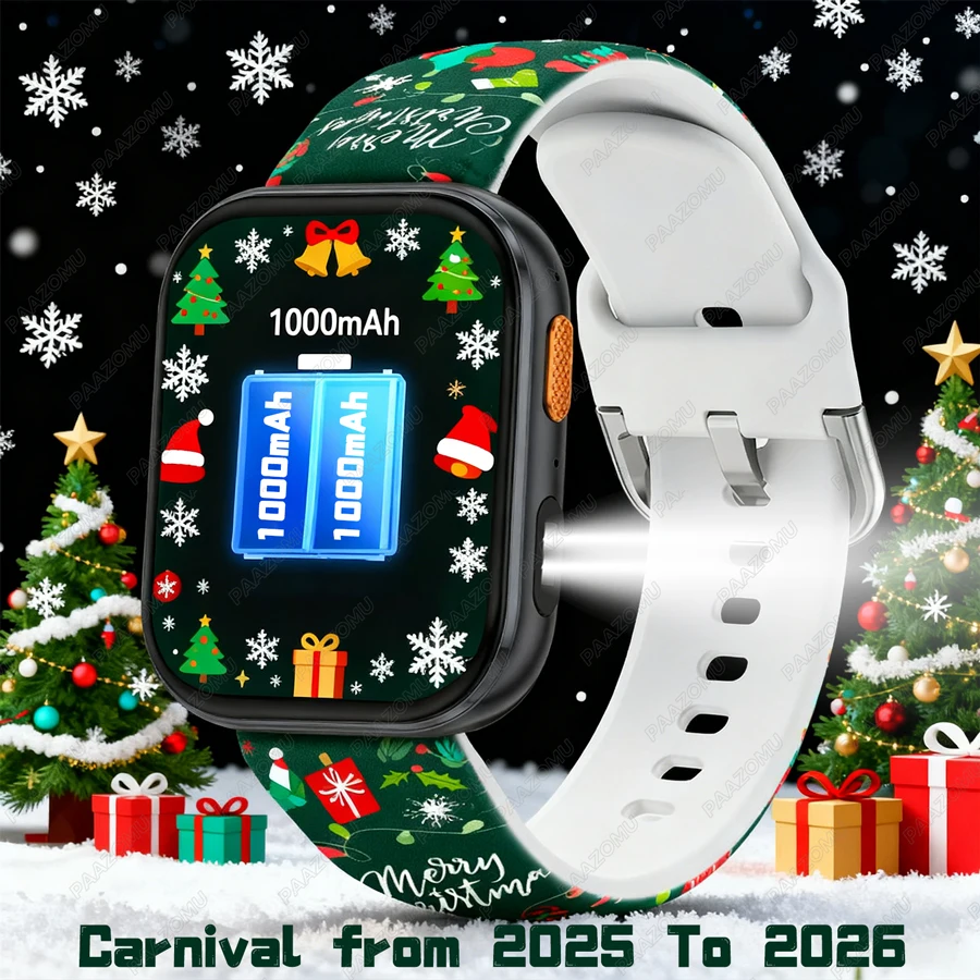 

[Рождественский подарок] Новинка 2023 года, 1000 мАч, Смарт-часы с большой батареей для мужчин и женщин, светодиодный фонарик с пульсометром, BT Call, умные часы для смартфона