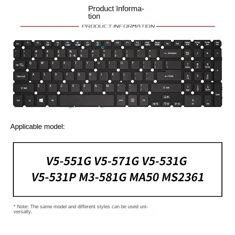 

replace Suit for Acer MA50 V5-551G 552G 571G 531G VN7-571G 591G MS2361 Laptop keyboard