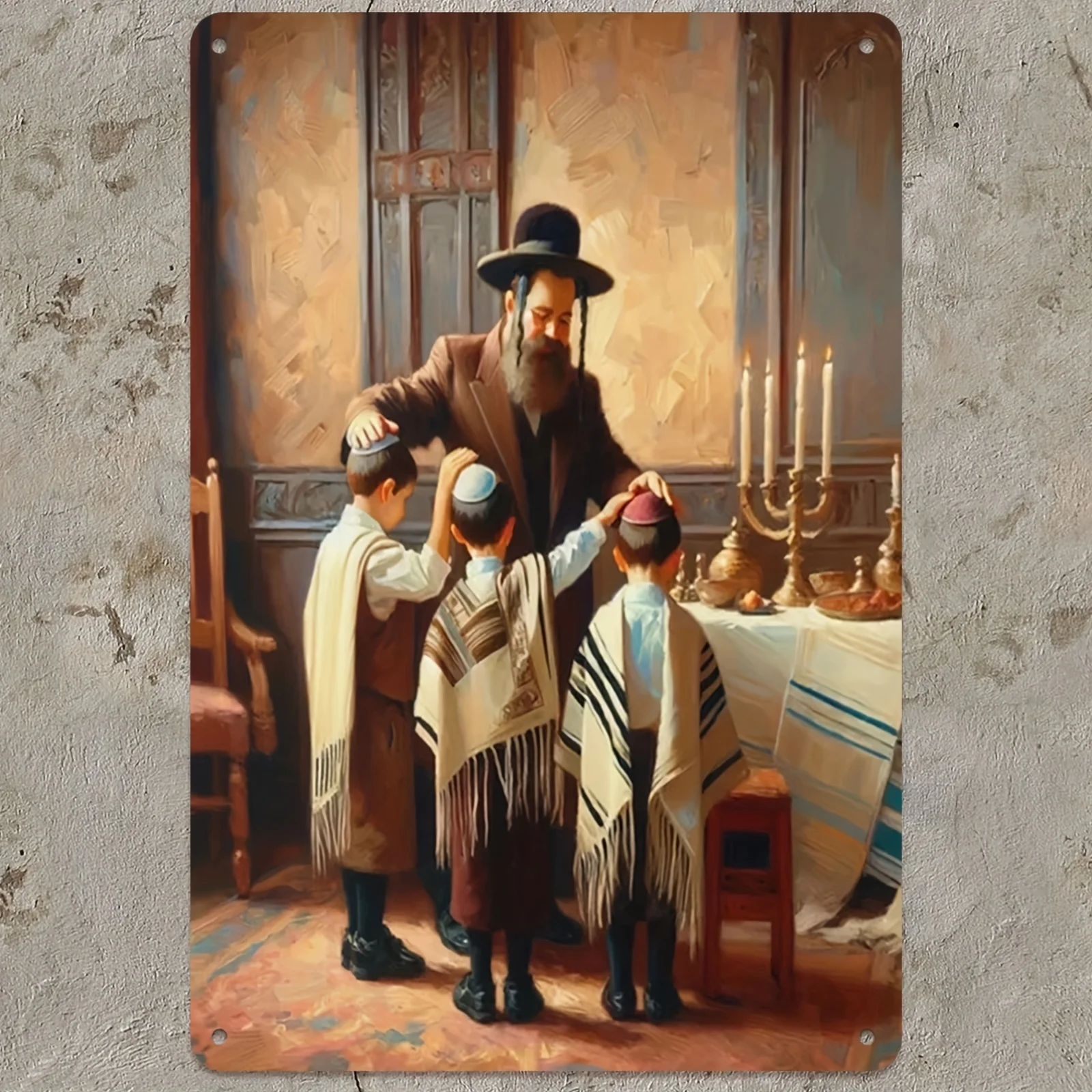 CIFBUY Art mural classique en aluminium avec inscription de bénédiction juive, 8x8 pouces, panneau métallique imperméable pour la décoration de la maison et du bureau