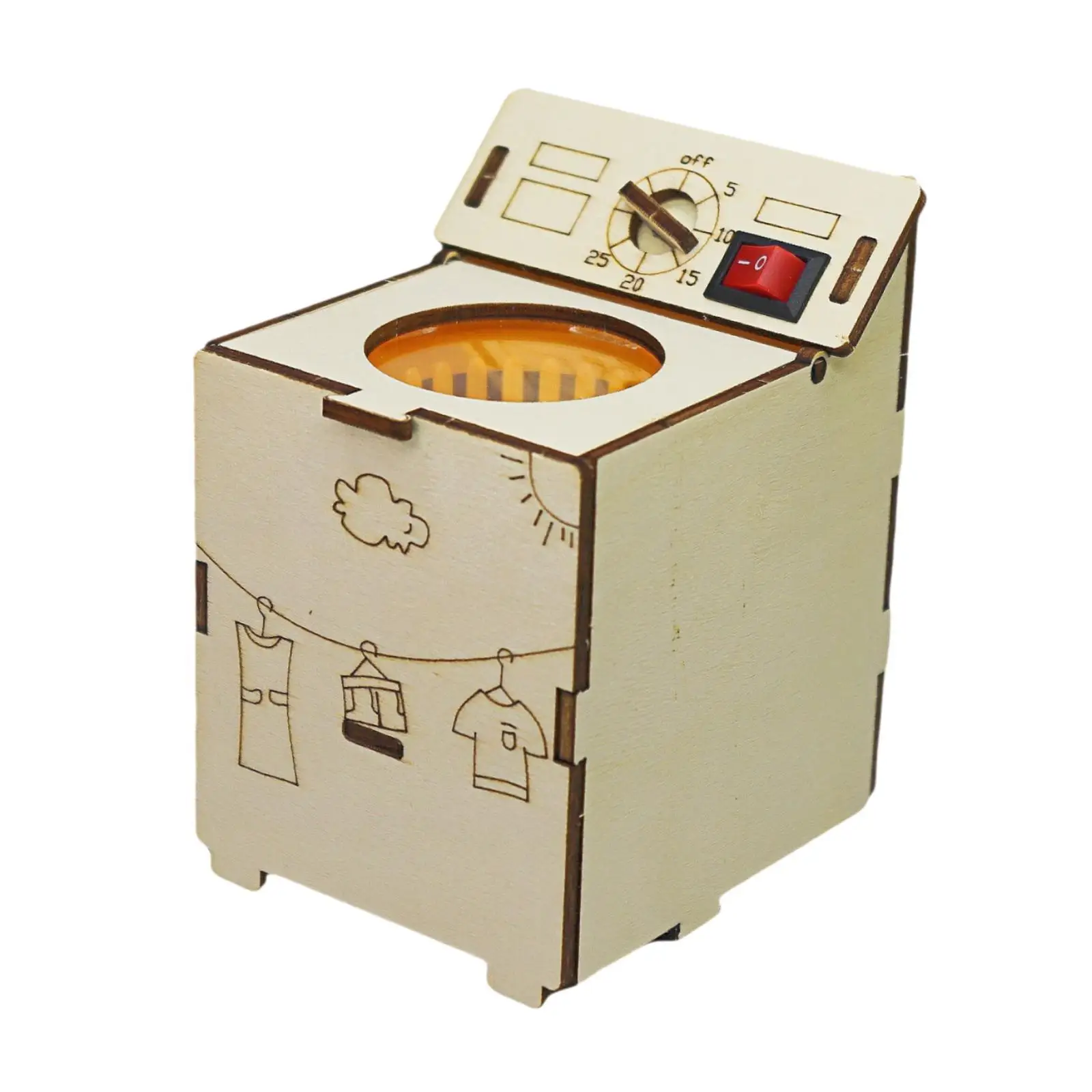 Washing Machine Building Kits Science Projects Experiment Kits Wood Washing Machine Toy for Development Toy