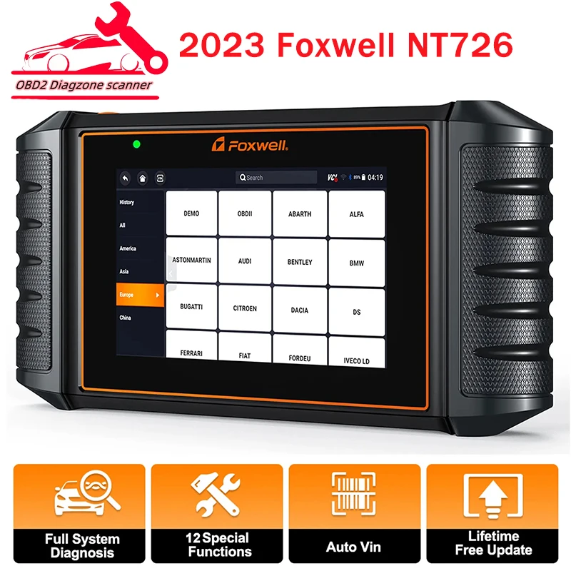 2024 Foxwell NT726 OBD2 Scanner All Systems Oil EPB 12 Reset D.PF Battery Registration Code Reader OBD 2 Car Diagnostic Tools