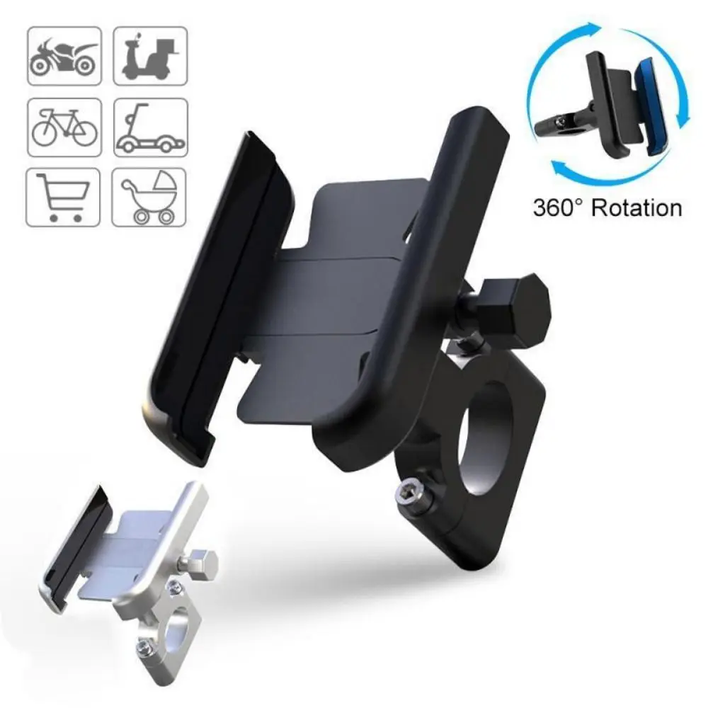 Durable Aluminum Alloy Bike Phone Holder 360 Rotation Bicycle Road Mobilephone Support Motorcycle Handlebar Accessories