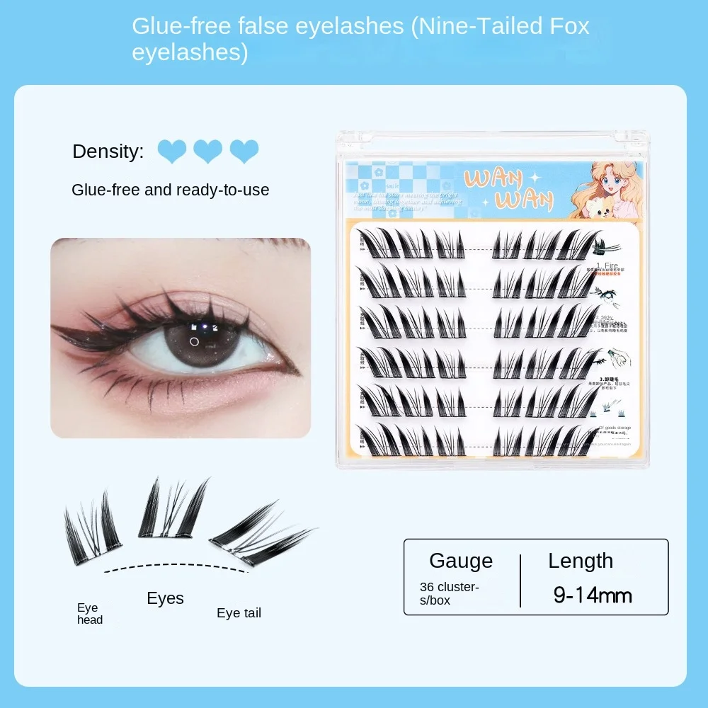 Zoete zelfklevende wimperclusters DIY make-up zelfklevende valse wimpers Langdurige individuele valse wimperclusters Dames/meisjes