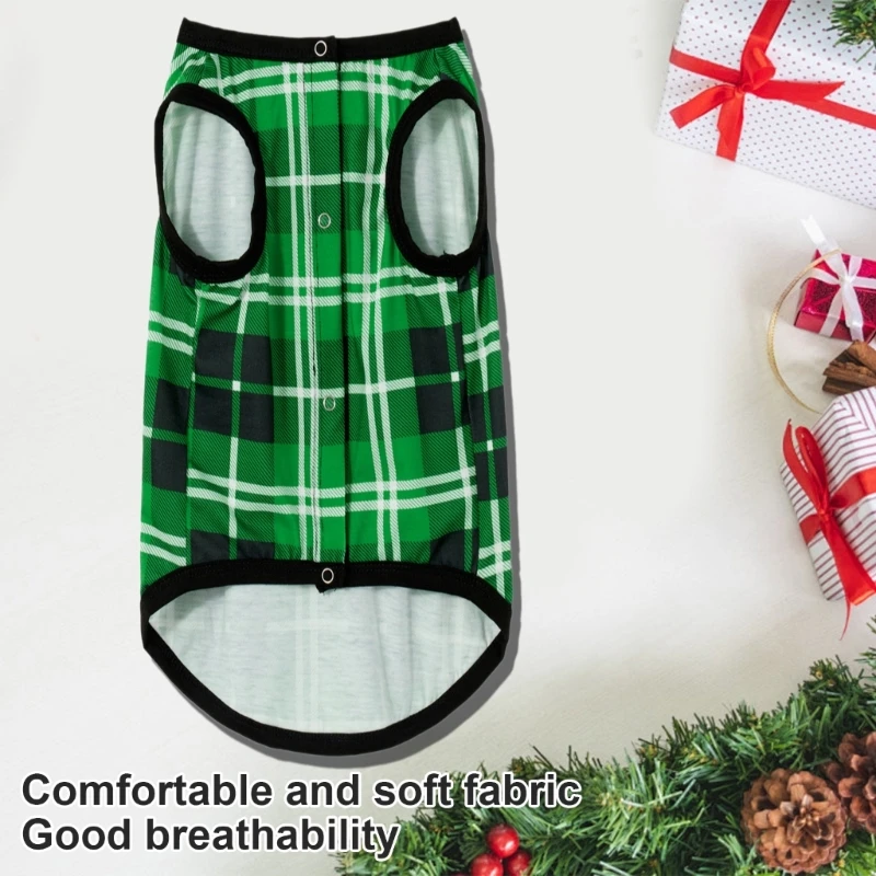 Christmas Matching Family Home Wear Set with Deer Letter Print and Green Plaids