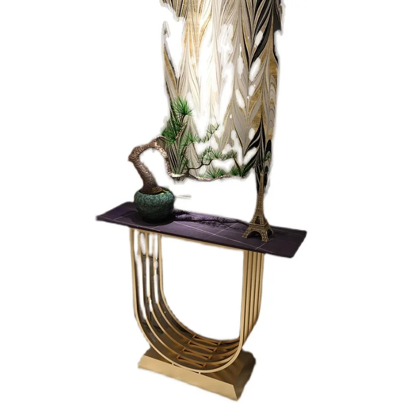 Nordic marble slate entrance table, living room, lobby, clubhouse decoration, end view table, aisle against the wall