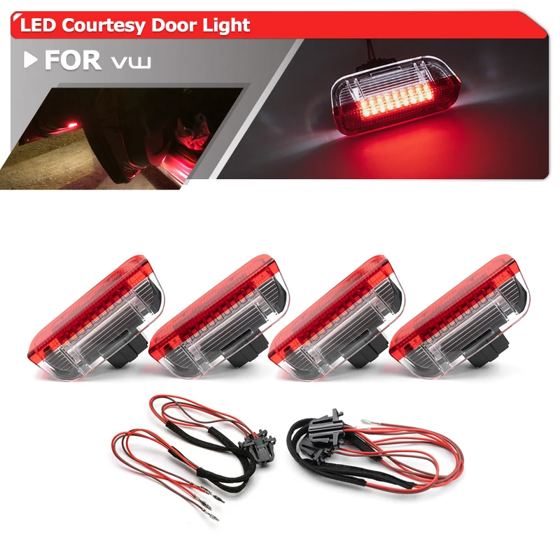 2 luci di cortesia a Led posteriori bianche/rosse sotto le spie per VW Passat B6 B7 Golf 5 6 Plus Jetta Touareg EOS Scirocco Skoda