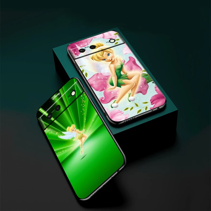 Disney Cartoon Tinker Bell For Google Pixel 9 8 7A 7 6A 6 5A 5 4 4A XL 5G Black Silicon Shockproof Shell Soft Phone Case