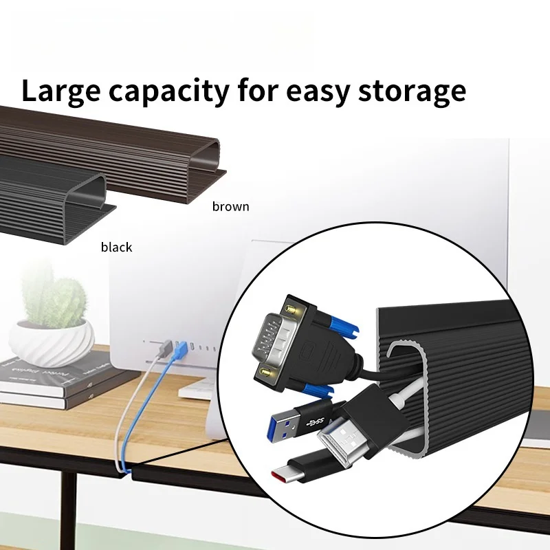 Self adhesive Cable Management No Drilling Under Desk Channel Cable Raceway 40cm PVC Cord Hider Desk Cable tray Organizer holder