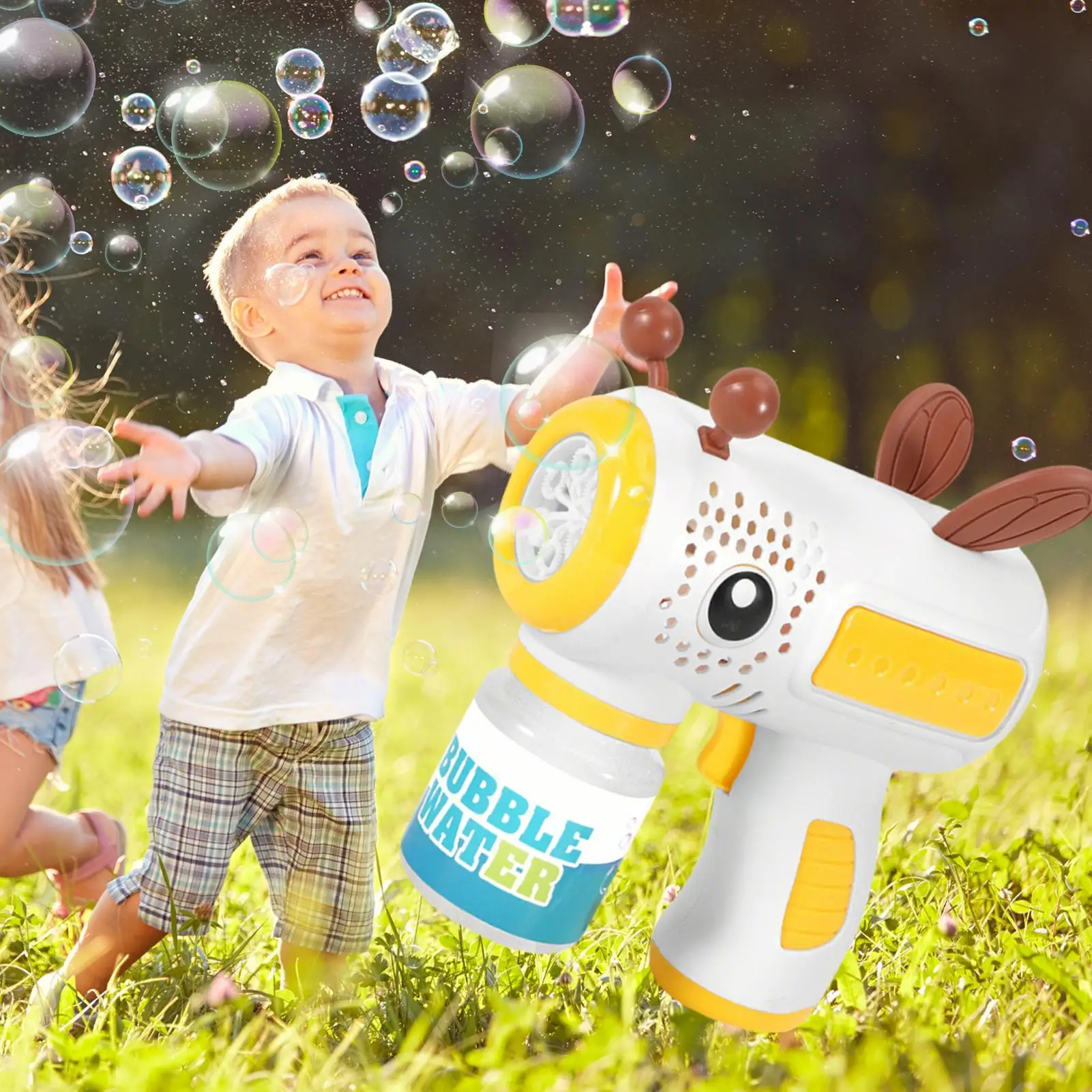 Seifenblasenmaschine, Cartoon-Bienen-Design, Sommerspielzeug, automatisches Seifenblasenspielzeug für Party, Geburtstag, Hochzeit, Halloween, Spielen im Freien, Hinterhof
