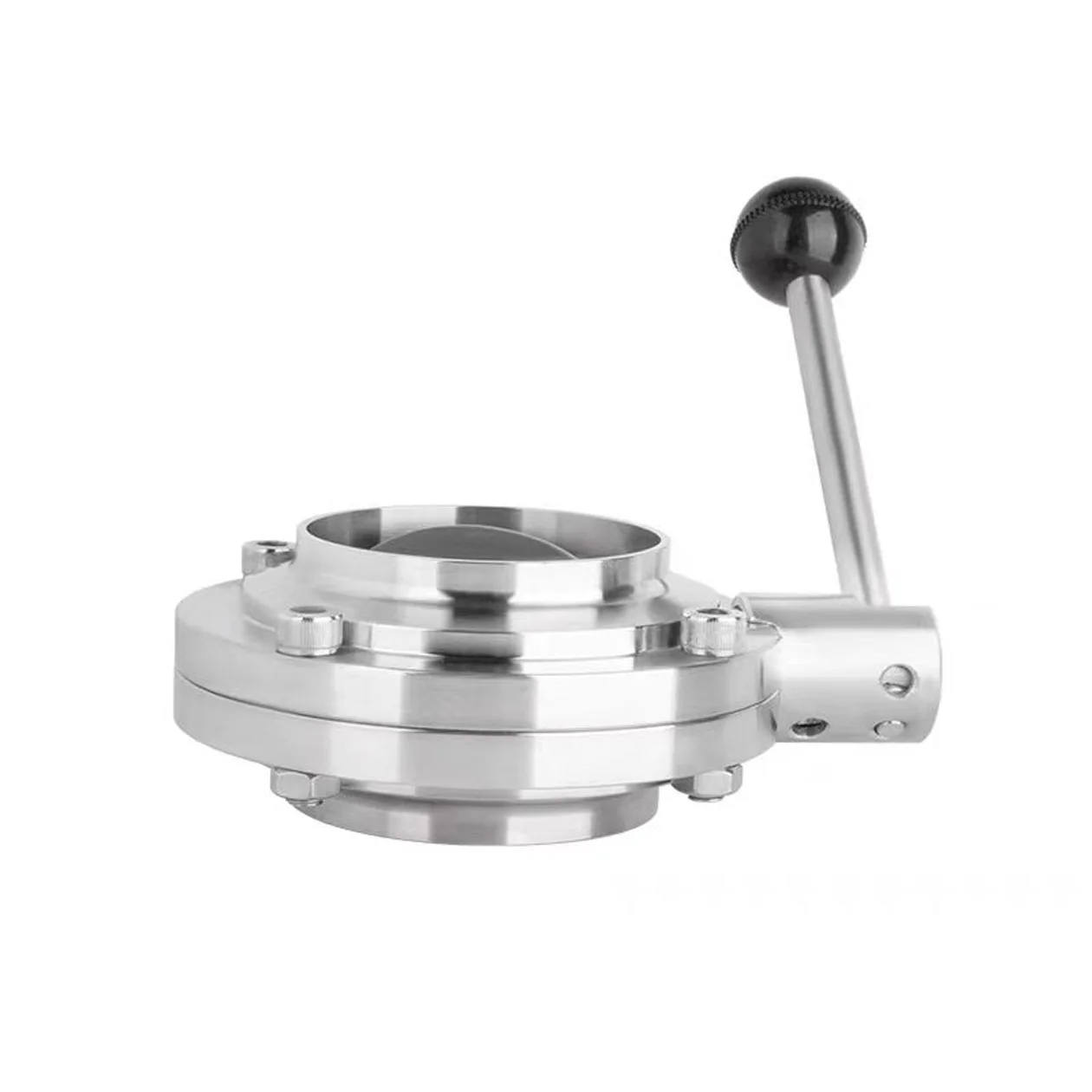 الفولاذ المقاوم للصدأ لحام صحي صمام فراشة يدوي الغذاء الصف النظافة صمام فراشة لحام