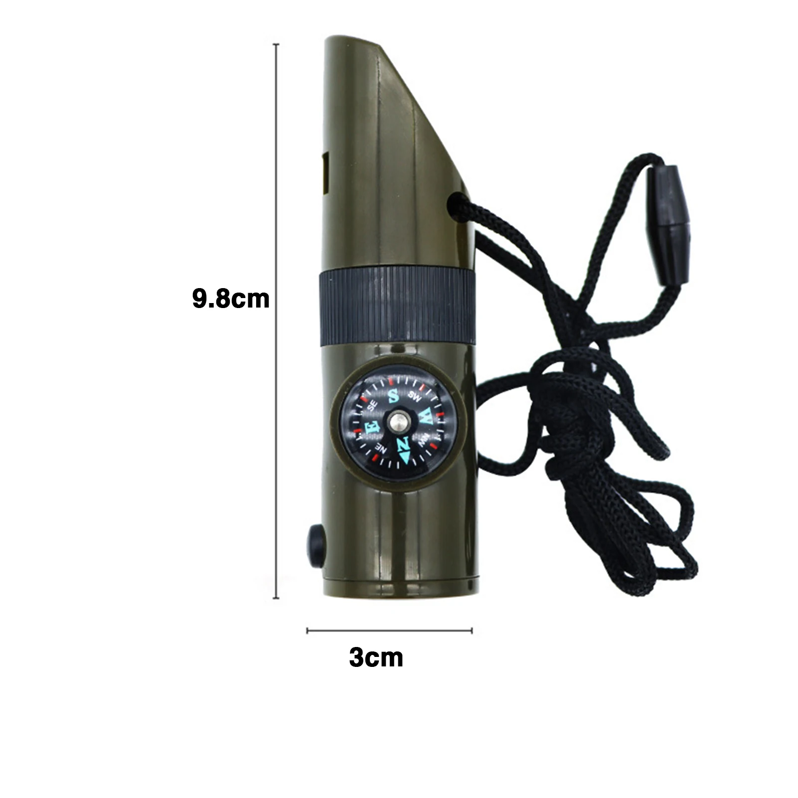 Emergency Survival Whistle with LED Light Compass Thermometer 7 In 1 Multi-function Whistle Outdoor Survival Tools