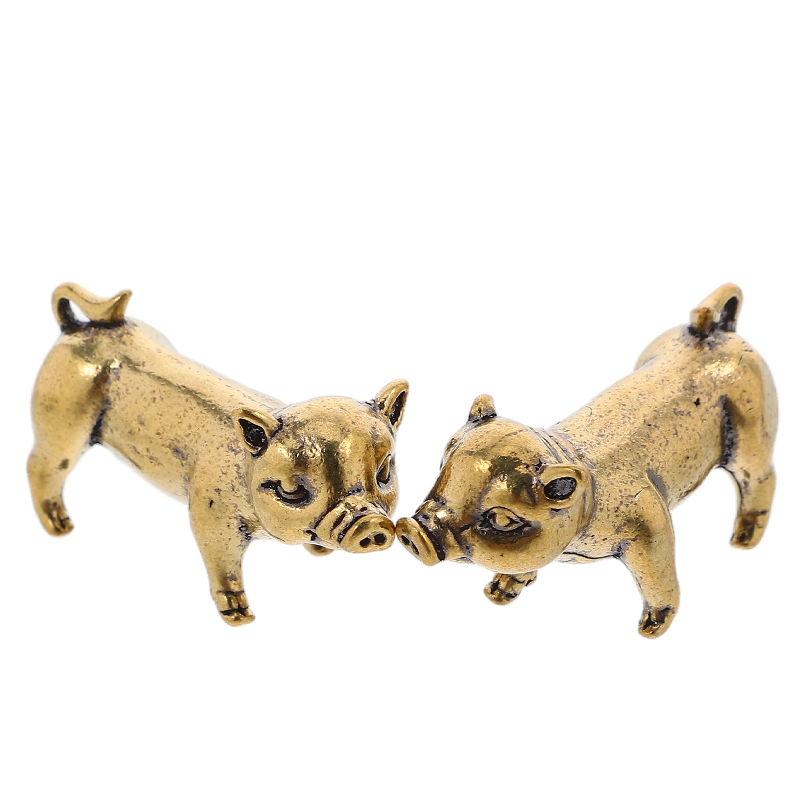 

2pcs Brass Pig Keychain Pendant Multifunctional Diy Decorative Charm Key Ring Ornament For Bag Necklace Hanging Gift Retro