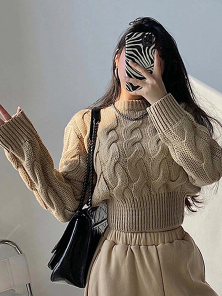 2022 Autumn Winter New Fashion Trend Sweater Knitting Thickening Solid Color O Neck Long Sleeve Casual Pullover Female