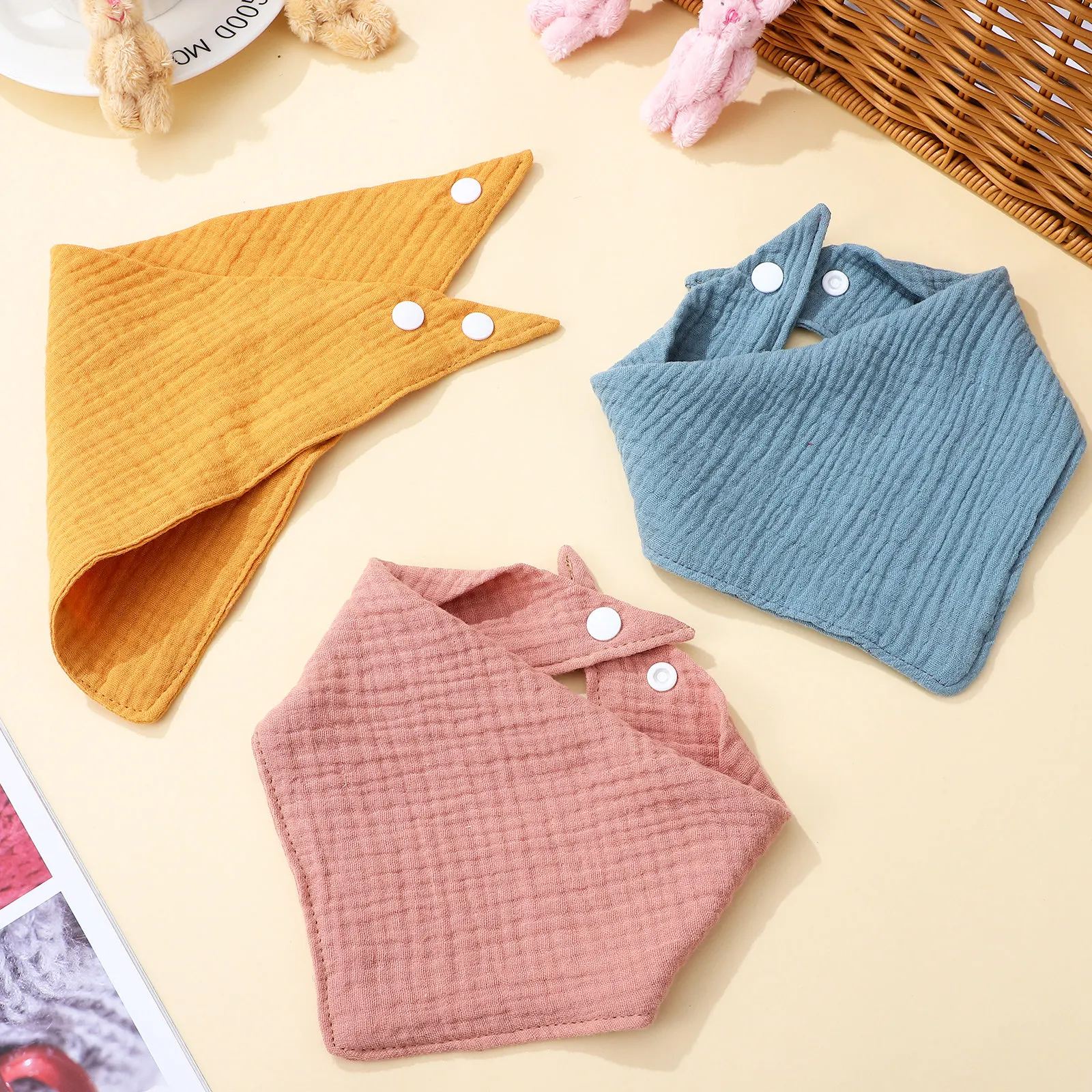 

6Pcs Baby Absorbent Bibs Soft Cotton Triangle Scarves Neckerchiefs for Feeding Teething Drooling Boys Girls Infant Bandana Bibs