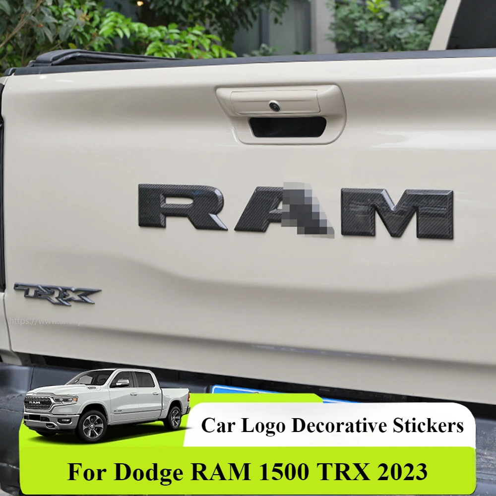 

For Dodge RAM 1500 TRX 2023 Car Front Logo Decorative Stickers Carbon Fiber Front And Rear Logo Modification Modeling