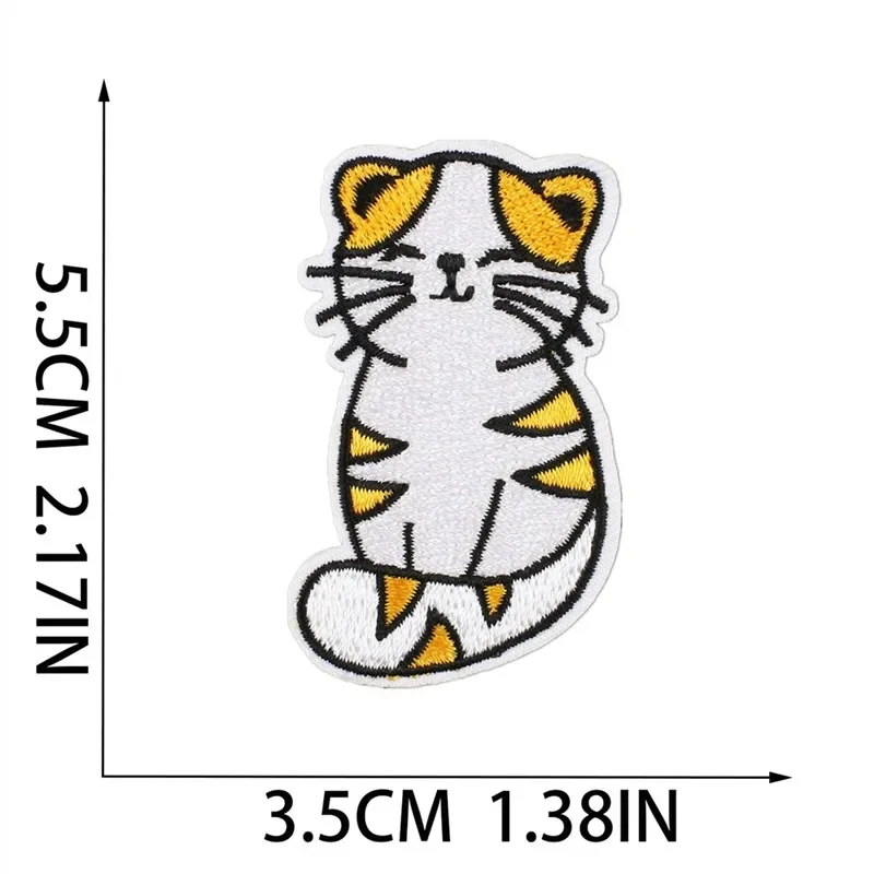 1pcs Patch Stickers Iron On Patches for Clothing Sewing Qute Cat Embroidery Fusible Applique Badge Bag Decoration Stripes