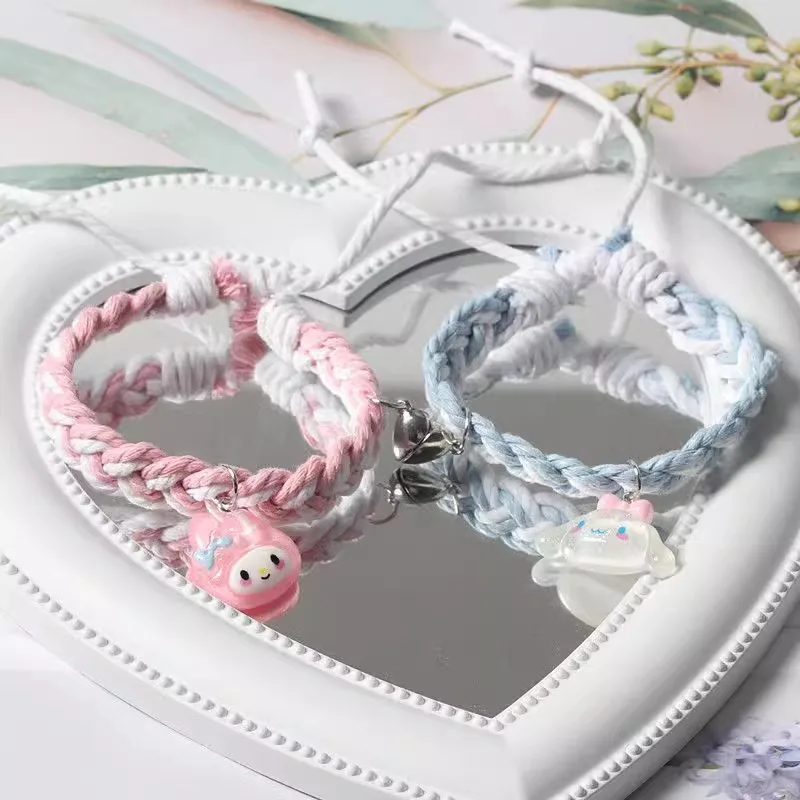 Miniso المغناطيسي الأصلي سانريو Yugui الكلب سوار زوجين تمتص الأربطة المطاطية الصغيرة أساور إعطاء الأصدقاء