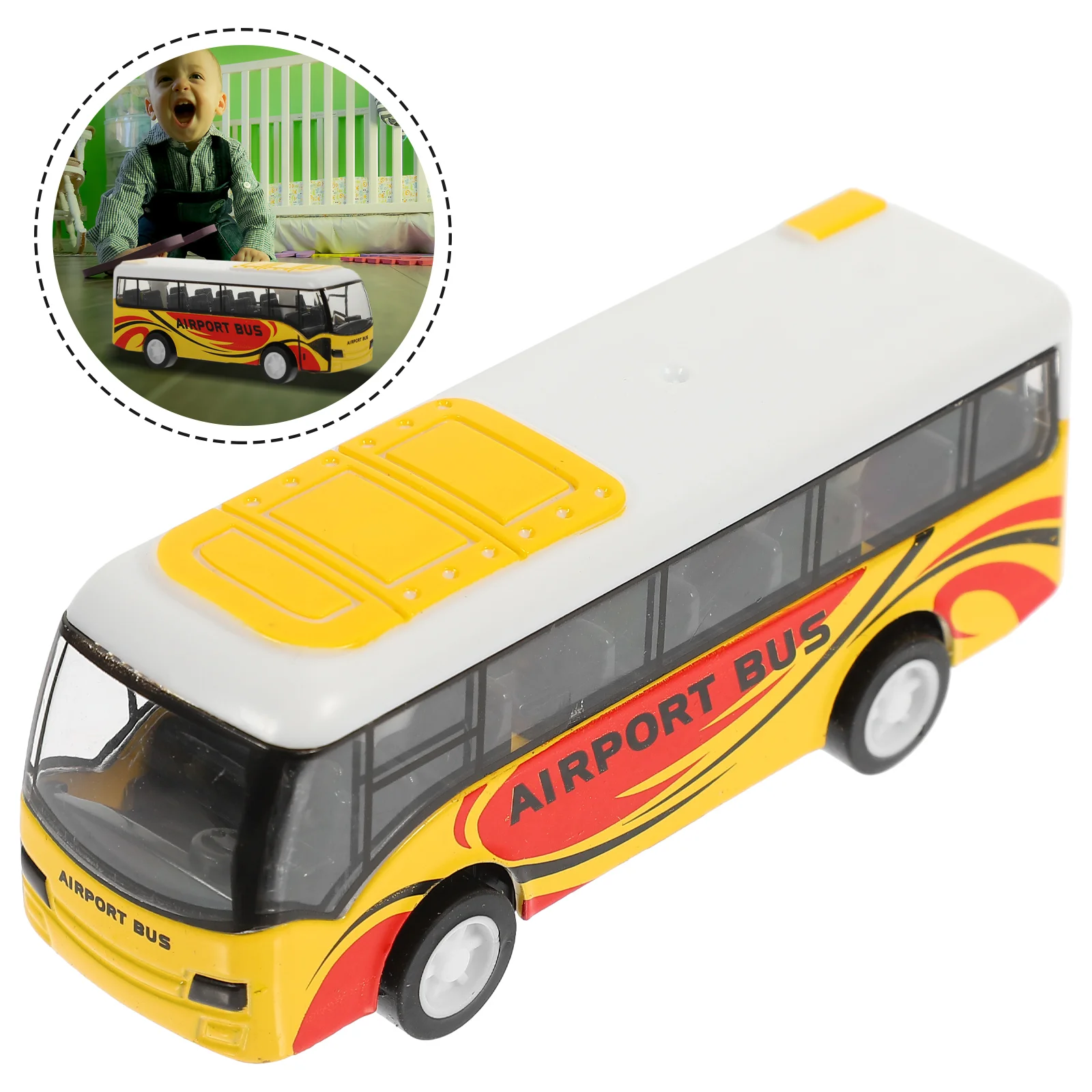 School Bus Toy Pull Back Model Realistic Metal Learning Simulated Lifelike Car Yellow for Kids Movable Children