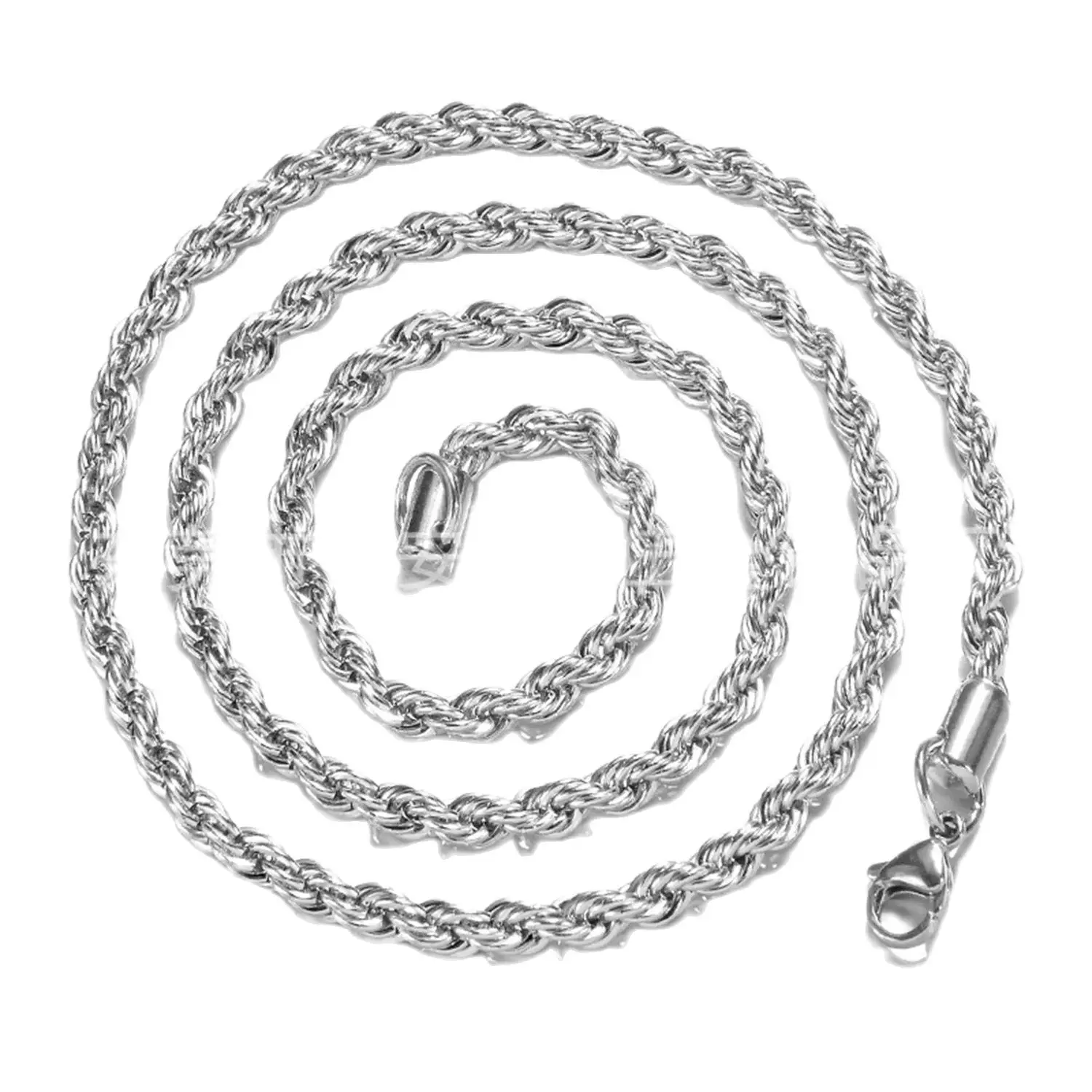 5MM Necklace European And American  Stainless Steel Twist Chain Metal Titanium Steel 304 Twisted Rope Twist Trend Titanium Steel