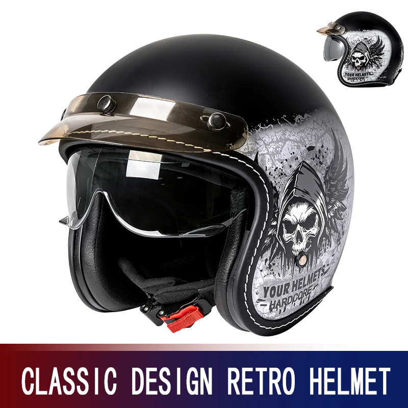 3C Certification American Retro Three-Quarters Helmet Men's and Women's Cruise Locomotive 3/4 Half Helmet Summer Ventilation Fou