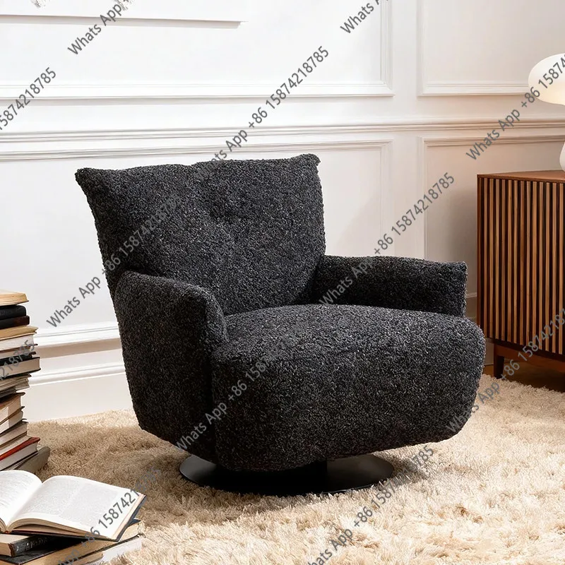 French vintage style balcony living room designer high-end single seat swivel chenille casual reading sofa chair