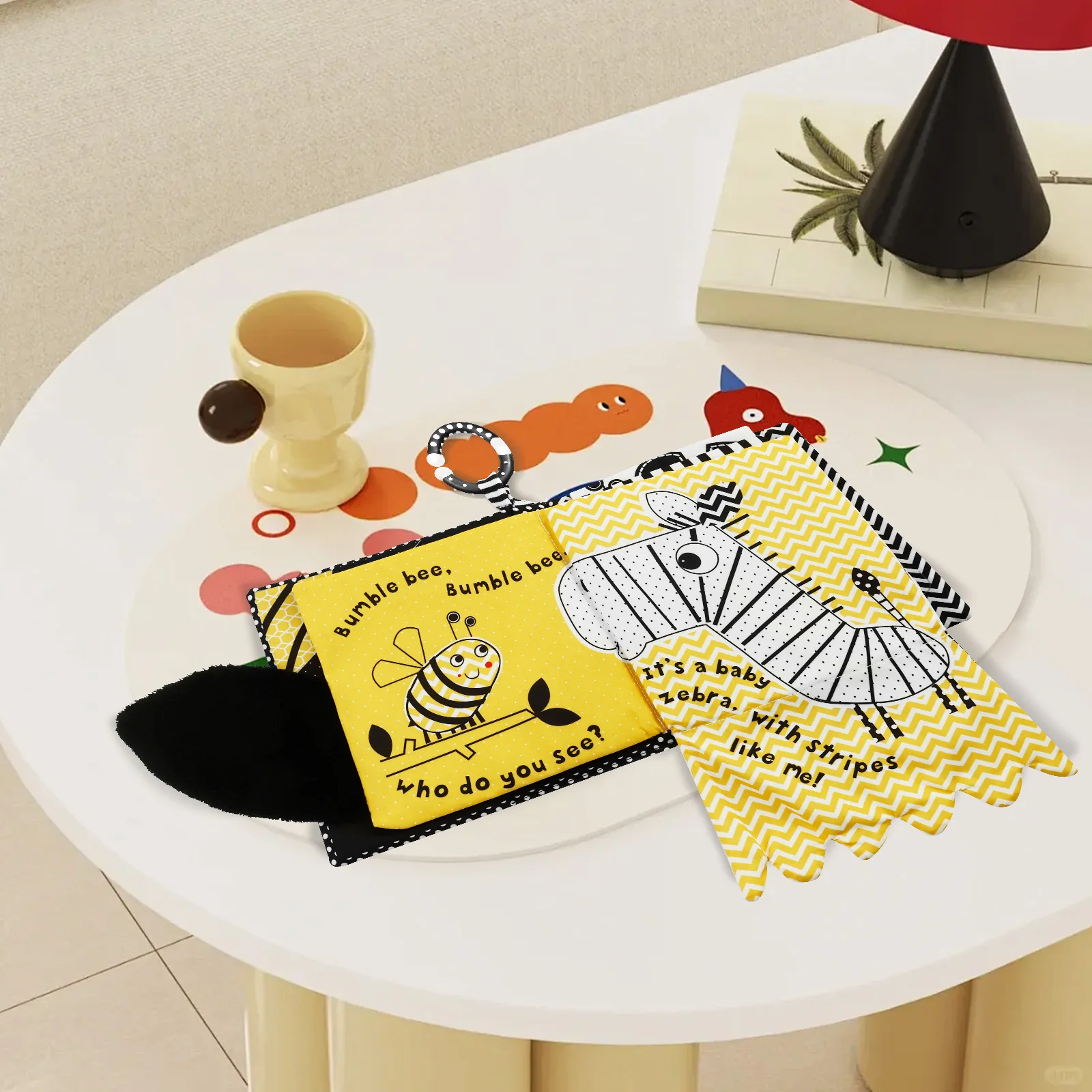 

Baby Cloth Book Early Learning Toy with Mirror and Rattling Paper Interactive Crinkle Cloth Book Education for Boy Girl Toddlers