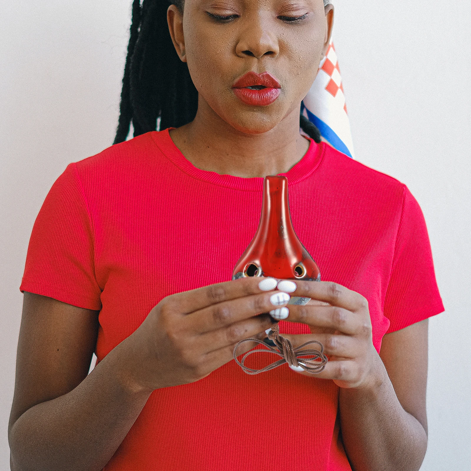 

Creative Ceramic 6-Hole Alto Ocarina Beginner Practice Wind Instrument Portable Mini Retro Modeling Ocarina for Children Music