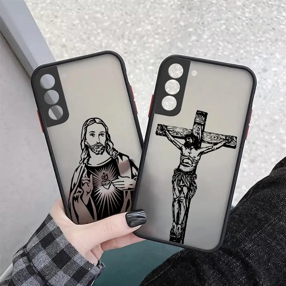 Faith Christian Religious Jesus Matte Phone Case For Samsung Galaxy S23 S22 S21 S20 Ultra FE S11 S11E S10 S9 S8 Plus Lite Cover