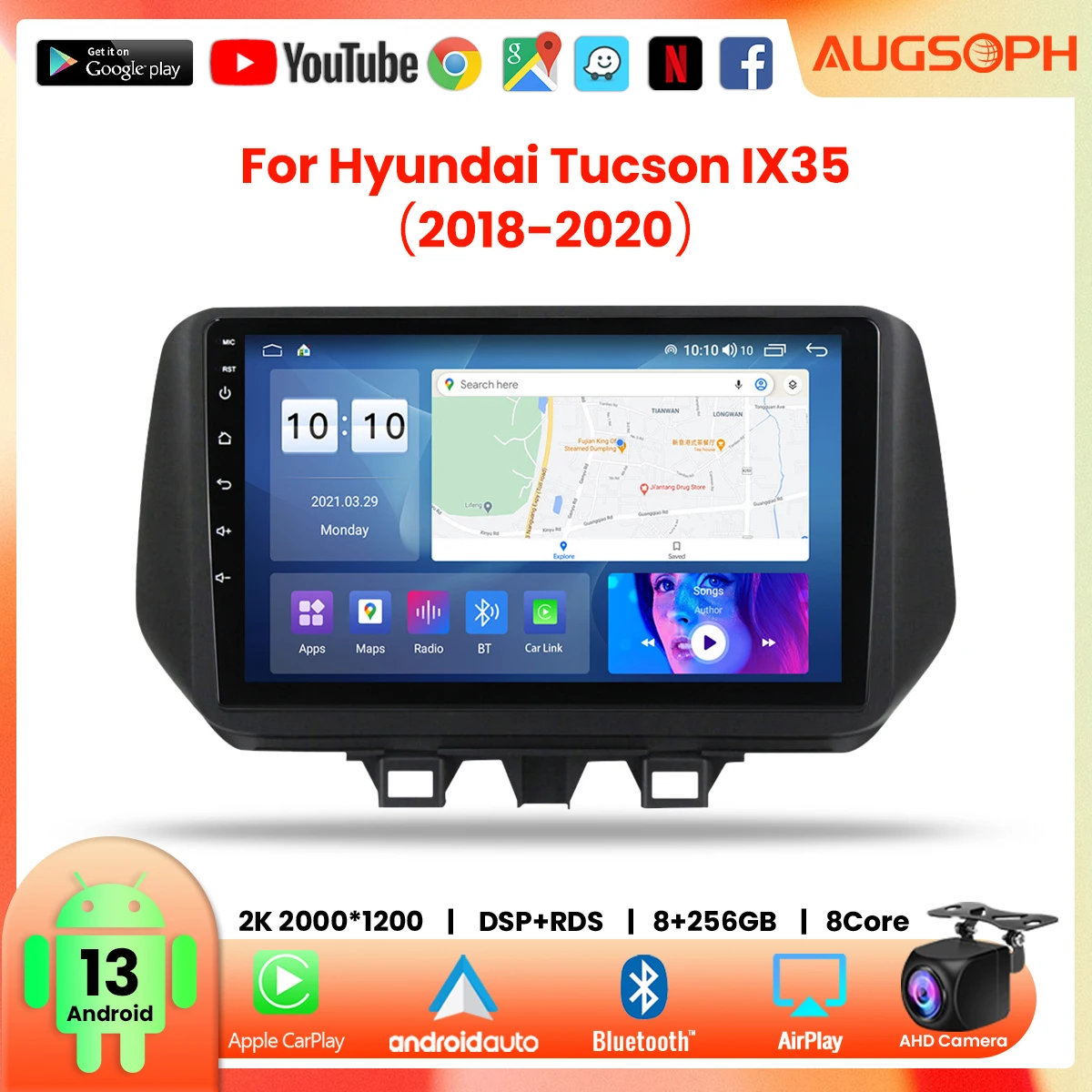 

Android 13 Car Radio for Hyundai Tucson IX35 2018-2020,9/-10inch Multimedia Player with 4G Car Carplay & 2Din GPS