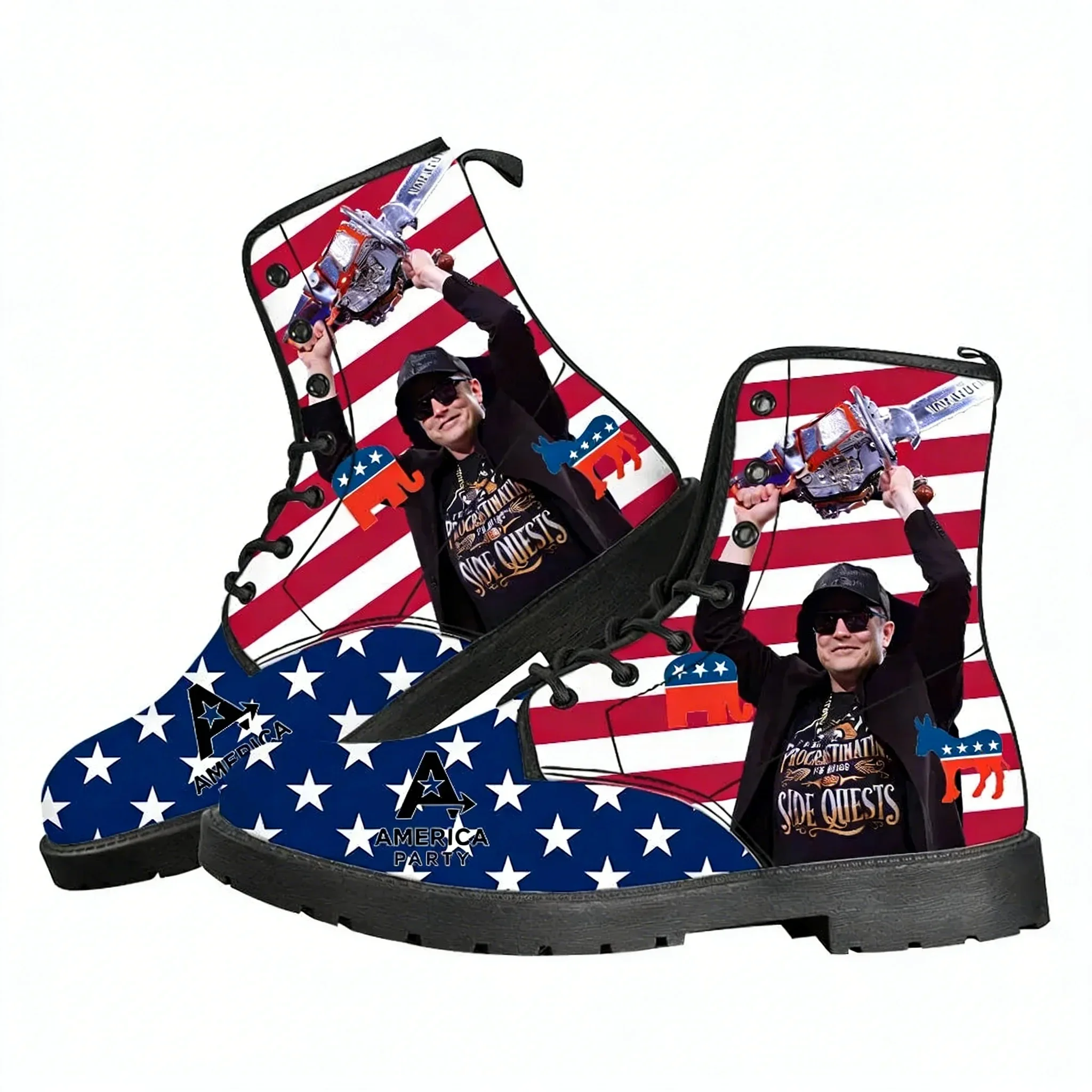

Ботинки America Party Boots для мужчин, женщин и подростков, кожаные, прочные, повседневные, для улицы, высокого качества, парные, с возможностью индивидуального заказа, в стиле Элона Маска
