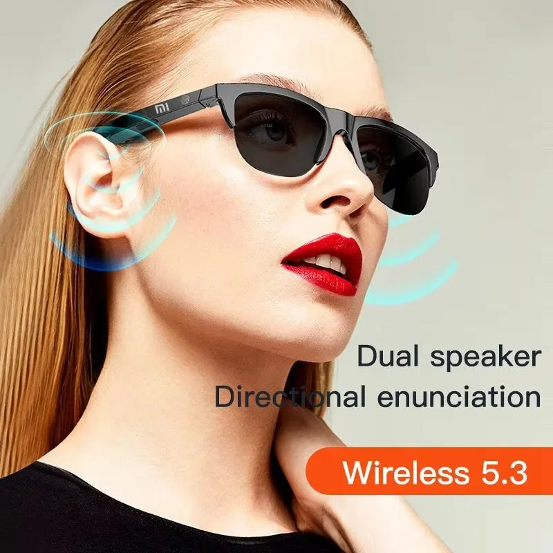 Xiaomi نظارات بلوتوث سماعات 2025 الإصدار الجديد، نظارات مع وظيفة سماعة الأذن سماعات ميكروفون ذكية تعمل باللمس مقاومة للماء