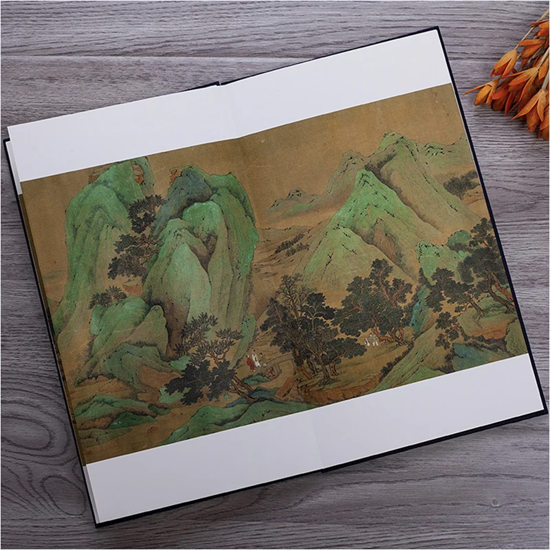 Qing Lv Shan Shui Tu من Liu Songnian Song Dynasty- سلسلة اللوحات الأصلية للسيدات القديمة صفحات مطوية ومخطوط طويلة 24 × 262 سم