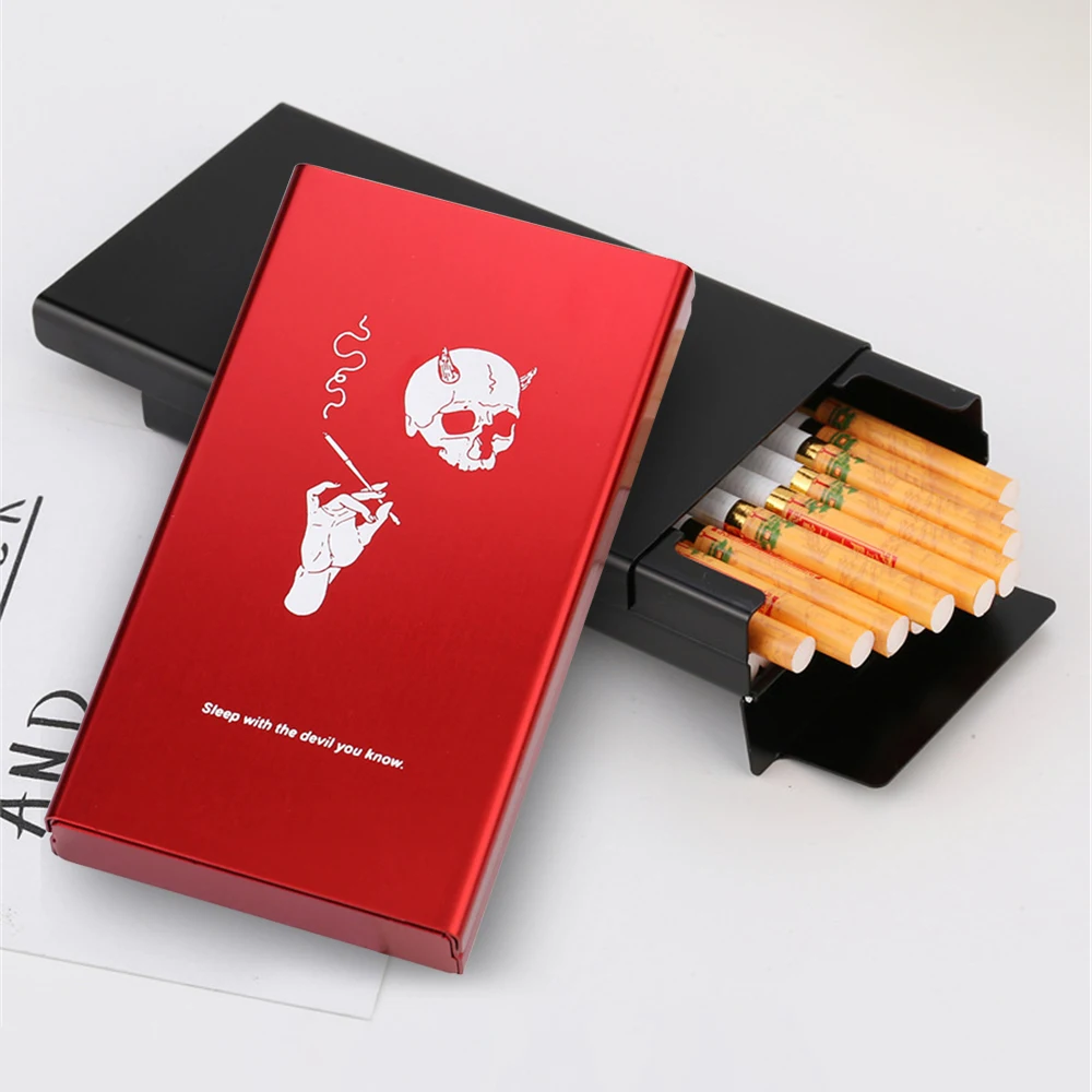 Portable Long Cigarette Case 20pcs Capacity Thin Cigarette Box Tobacco Holder Aluminium Alloy Storage Container Smoking Gadgets