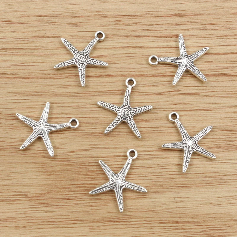 10pcs 20x18mm Starfish Charms  Antique Making Pendant fit,Vintage Antique Silver color,DIY Handmade Jewelry