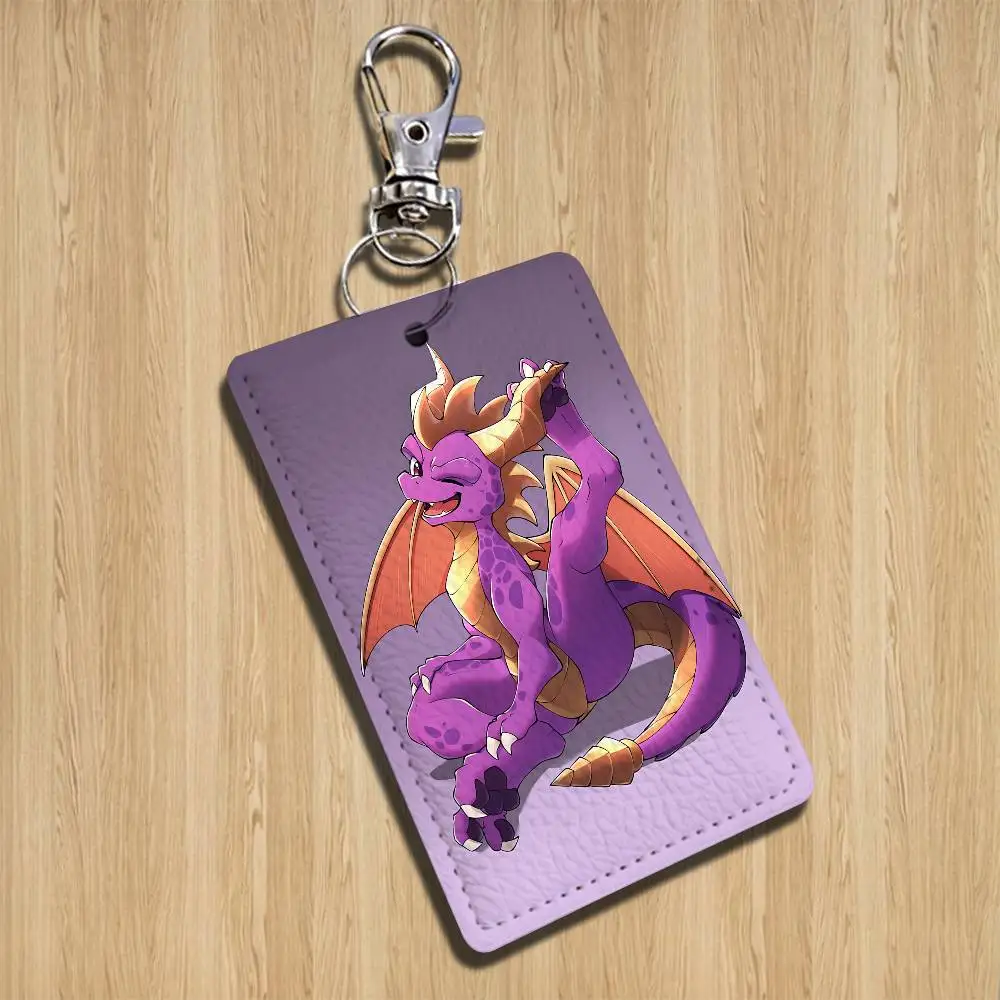 game Spyro the Dragon Sparx Leather Keychain Badge Holder with Lanyard - ID/Access Card Holder, Key Ring Accessory, Gift Option view 4