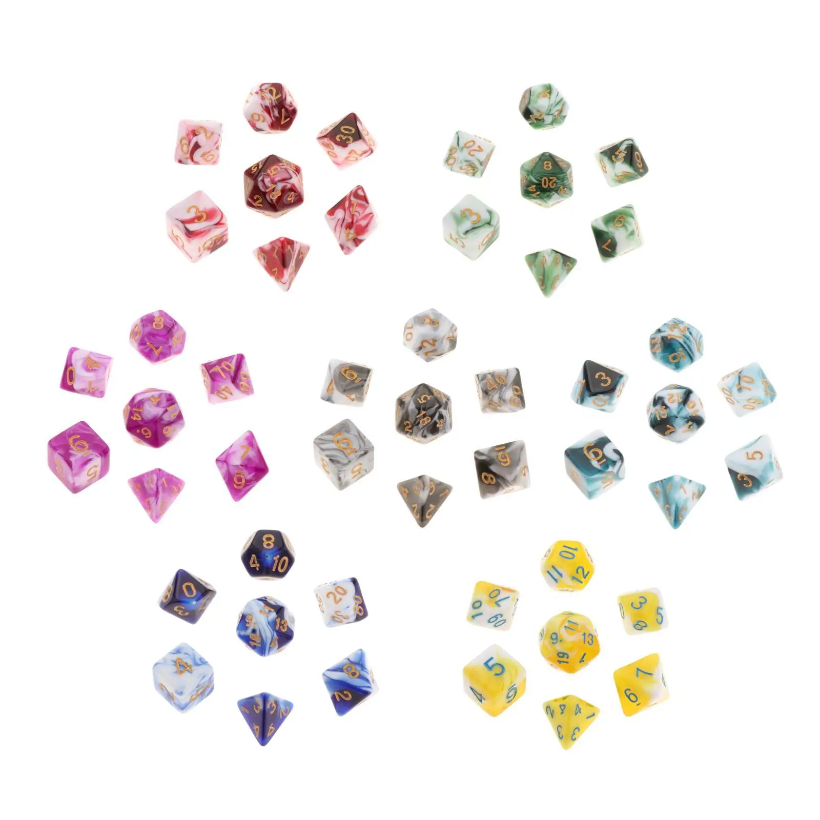 

Polyhedral RPG Dices Game Accessories Gold Numbers Role Playing for