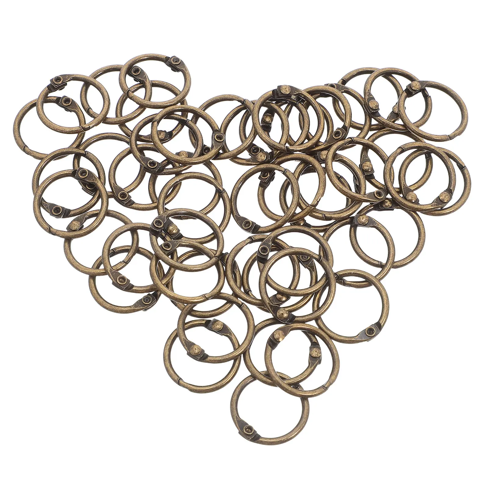 50Pcs Loose Leaf Binder Rings Metal Golden Book Binding Rings Inner Dia 20Mm Removable Openable Binder Buckle for Notebook Index