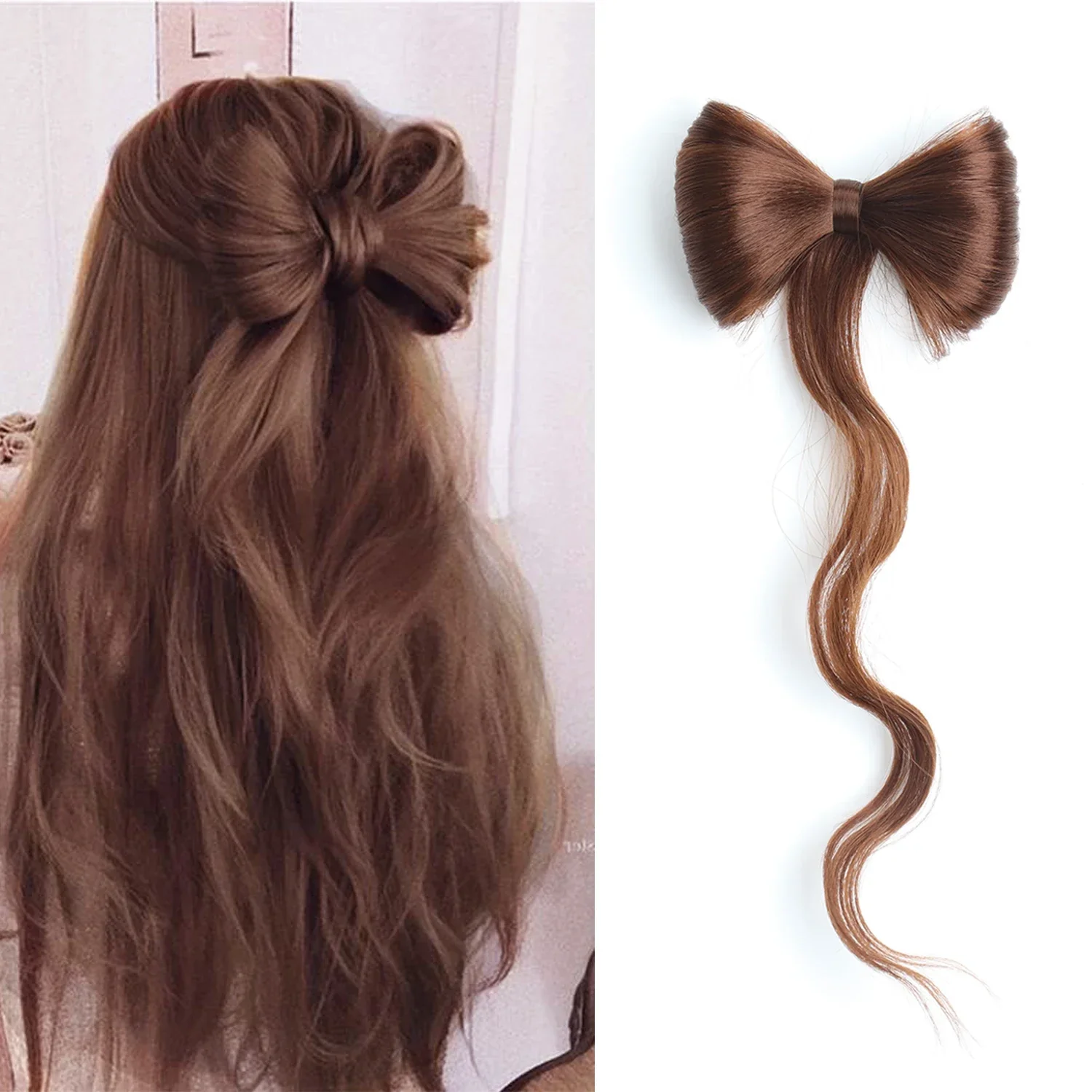 Bowknot Claw clamp shape Hair Bun Synthetic Clip In Hair Extensions Hair accessories suitable for women's daily use