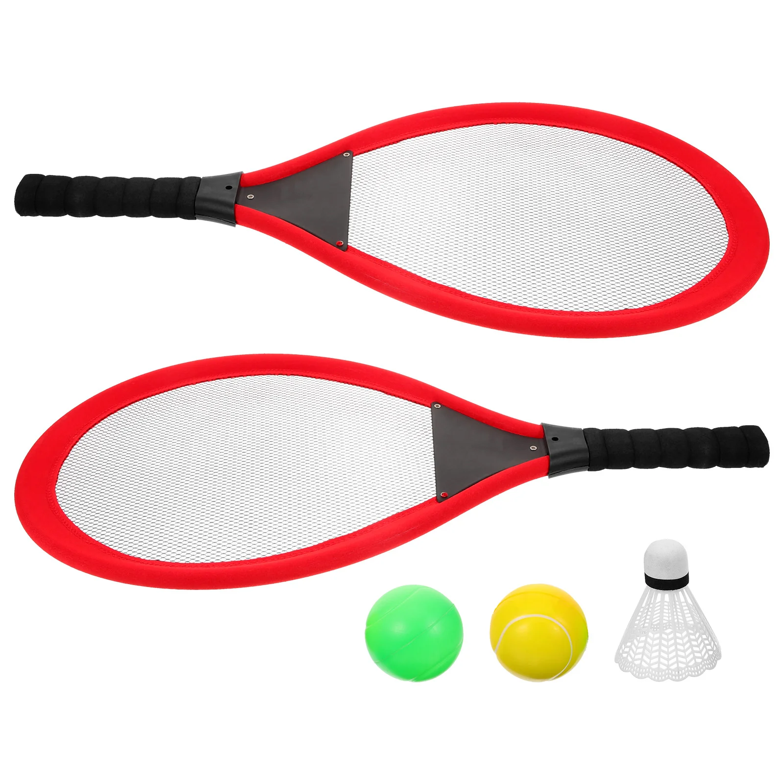 2 pçs crianças raquete de tênis brinquedo malha plástica vermelha treinamento esportes ao ar livre conjunto raquete badminton mão olho coordenação