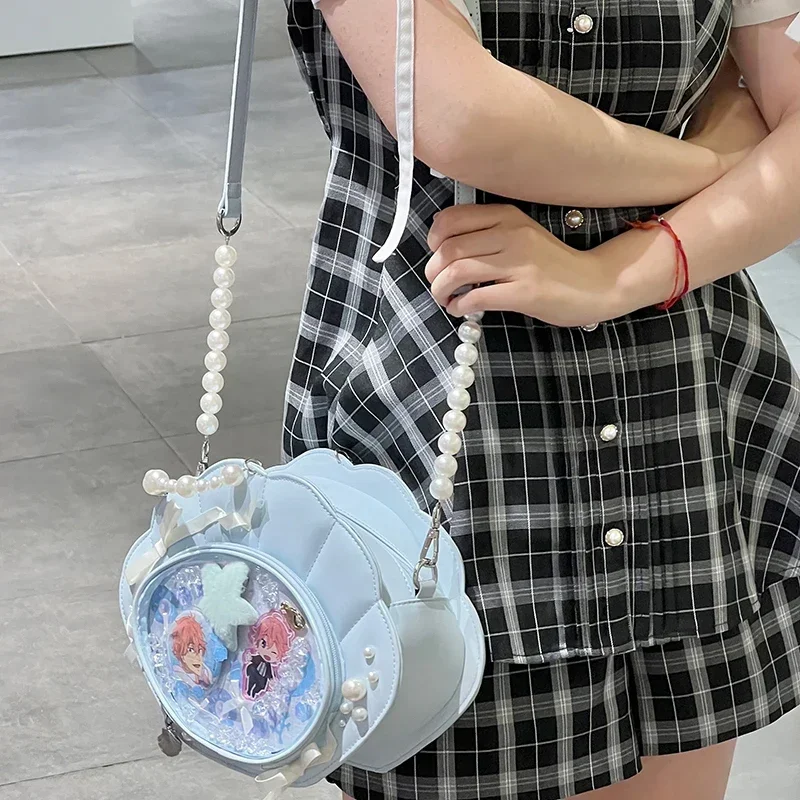 Sweet Fashion Shell Transparent Itabag Large Capacity Casual Women Shoulder Crossbody Bag Pearl Bags