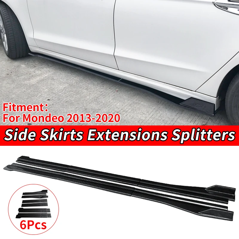 

Car Accessories Side Skirts Extension Rocker Panels Lip Wing Splitters on Bumper Carbon Fiber Look ABS For Ford Mondeo 2013-2020