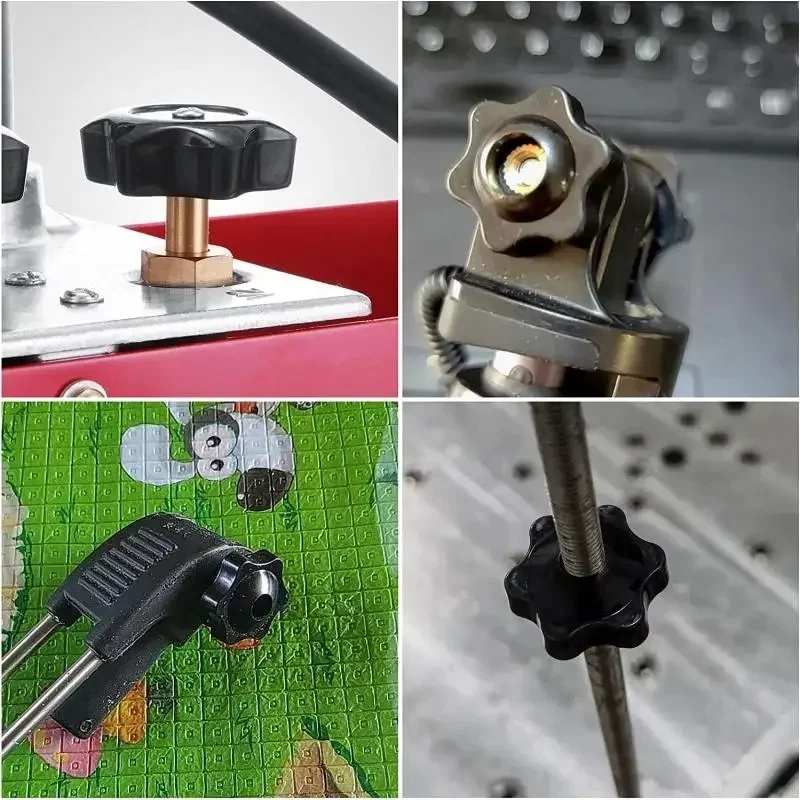Black White Plastics Plum Hand Tighten Nut M4 M5 M6 M8 M10 M12 Handle Thread Star Mechanical Thumb Nut Clamping Knob Manual Nuts