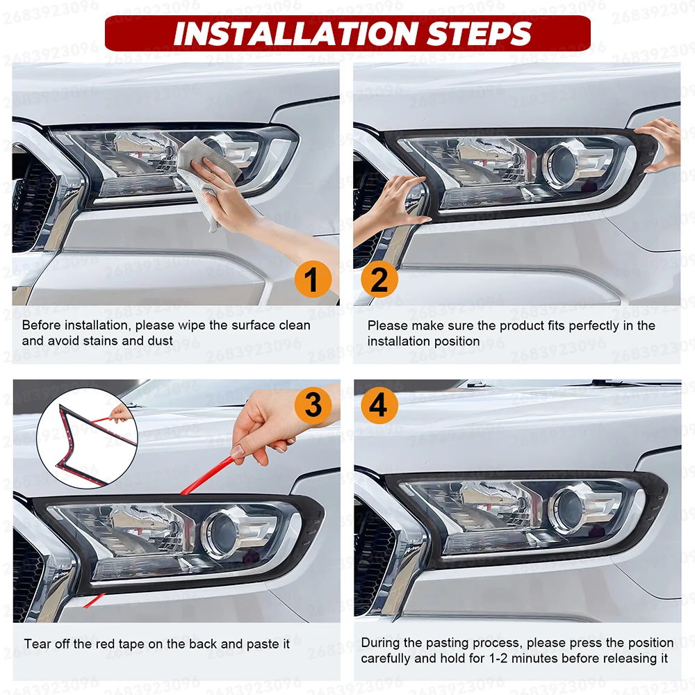 2 Stück Scheinwerferabdeckungen Scheinwerfer-Schutzabdeckungen für Ford Ranger 2015-2022 WILDTRAK XLS XLT LIMITED XL Lichtabdeckungen – Detail 2