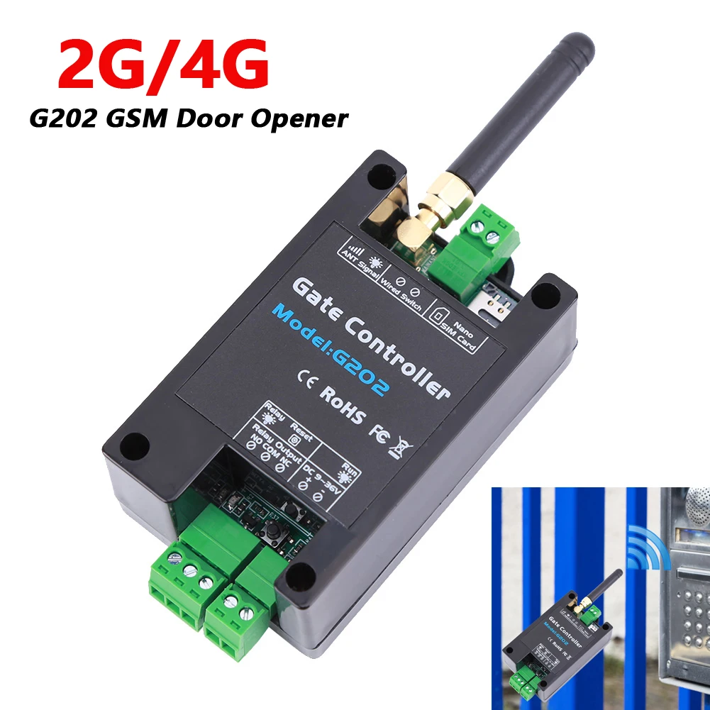 Imagem -01 - Controle Remoto 200 Usuários Gsm Gate Opener Relay Switch Wireless Door Opener por Chamada Gratuita 850 900 1800 1900mhz G202 2g 4g controle remoto 200 usuarios gsm gate opener relay switch wireless door opener por chamada gratuita 850 900 1800 1900mhz g202 2g 4g 01