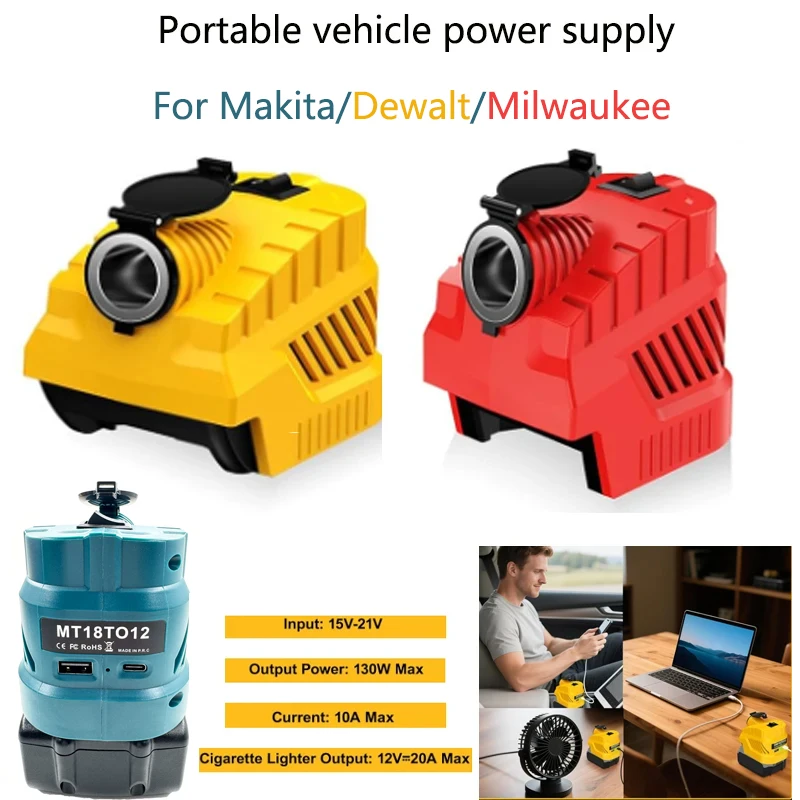 

DC 18V to12V Step Down buck converter regulator cigarette lighter port for Dewalt/Milwaukee 18V/20V Battery Inverter accessories